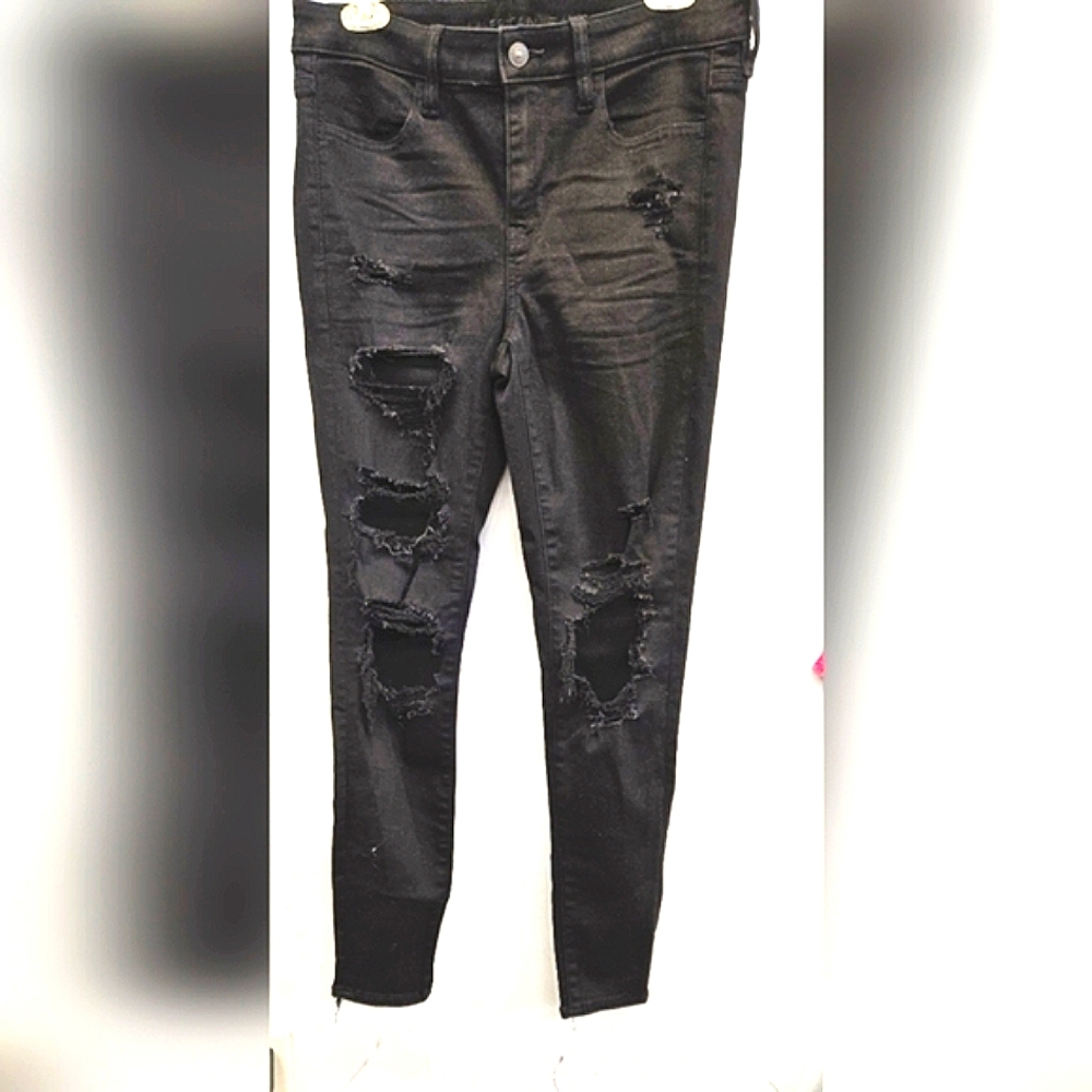 American Eagle Outfitters Black Skinny Distressed Jeans